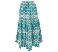 GURU SHOP Maxirock Batik, Langer Sommerrock, Farbenfroher Stufenrock - Türkisgrün, Damen, Synthetisch