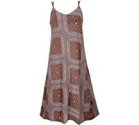 GURU SHOP Midikleid mit Patchworkdruck, Sommerkleid, Trägerkleid | Bequemes, locker fallendes Kleid, vorteilhafte Länge bis zur Wade, ideal für den Sommer, aus 100% Viskose.