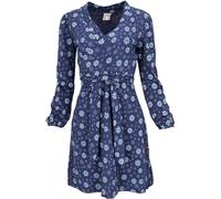 GURU SHOP Minikleid in Wickeloptik aus Bio-Baumwolle, Bedrucktes Kleid mit Langen Ärmeln - Blau, Damen, Size:S