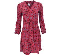GURU SHOP Minikleid in Wickeloptik aus Bio-Baumwolle, Bedrucktes Kleid mit Langen Ärmeln - Rot, Damen, Size:XL