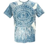 GURU SHOP Mirror Herren T-Shirt, Yoga Shirt - Drittes Auge/Petrol, Size:L