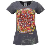 GURU SHOP Mirror T-Shirt - Drittes Auge/Anthrazit, Damen, Size:M