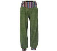 GURU SHOP Muckhose, Pluderhose mit Breitem Bund, Bauchtasche, Olivgrün, Baumwolle, Size:L (40)