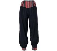 GURU SHOP Muckhose, Pluderhose mit Breitem Bund, Bauchtasche - Schwarz, Damen, Baumwolle, Size:M