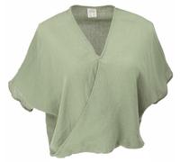 GURU SHOP Musselin Boho Bluse, Oversize Baumwollbluse, Maxibluse - Salbei, Damen