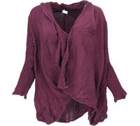 GURU SHOP Musselin Boho Blusenjäckchen, Baumwoll Wickelbluse - Aubergine, Damen