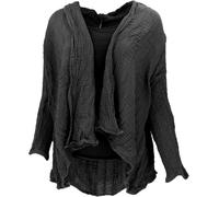 GURU SHOP Musselin Boho Blusenjäckchen, Baumwoll Wickelbluse - Schwarz, Damen