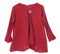 GURU SHOP Musselin Boho Blusenjäckchen, Kurze Baumwoll Blusenjacke - Rot, Damen
