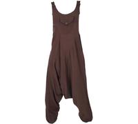 GURU SHOP Natürliche Boho Latzhose, Overall, Luftiger Jumpsuit - Dunkelbraun, Damen, Baumwolle