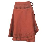 GURU SHOP Natürlicher Goa Sommerrock, Bedruckter Ethno Wickelrock, Damen, Rostorange, Baumwolle, Size:38, Röcke Alternative Bekleidung