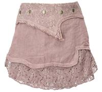 GURU SHOP Natürlicher Goa Sommerrock, Ethno Wickelrock mit Spitze, Hüftschmeichler - Rose, Damen, Baumwolle, Size:S/M