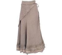 GURU SHOP Natürlicher Goa Wickelrock, Hippie Lagenrock, Boho Rock, Mittelalterrock - Braun/Bedruckt, Damen, Baumwolle