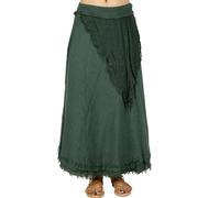 GURU SHOP Natürlicher Goa Wickelrock, Hippie Lagenrock, Boho Rock, Mittelalterrock - Grün, Damen, Baumwolle