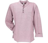 GURU SHOP Nepal Ethno Yogahemd mit Kokosknöpfen, Kurta-Hemd, Freizeithemd mit Stehkragen - Altrosa, Herren, Size:4XL