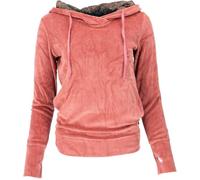 GURU SHOP Nicki-Kapuzenpullover, Weicher Hoodie, Boho Samt Sweatshirt - Apricot, Damen, Size:M
