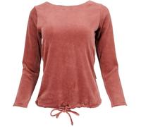 GURU SHOP Nicki-Pullover, Weiches Samtshirt, Langarmshirt - Rostorange, Damen, Size:M