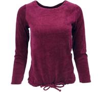 GURU SHOP Nicki-Pullover, Weiches Samtshirt, Langarmshirt - Weinrot, Damen, Size:XL