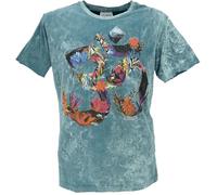 GURU SHOP No Time T-Shirt - Flower Power OM/Petrol, Herren, Baumwolle, Size:XXL