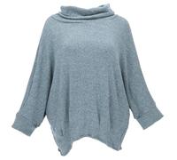 GURU SHOP Oversize Shirt, Rollkragen Strickshirt, Plus Size Pullover - Blau, Damen, Baumwolle