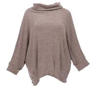 GURU SHOP Oversize Shirt, Rollkragen Strickshirt, Plus Size Pullover - Cappuccino, Damen, Baumwolle