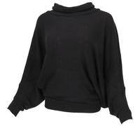 GURU SHOP Oversize Shirt, Rollkragen Strickshirt, Plus Size Pullover mit Fledermausärmeln - Schwarz, Damen, Baumwolle