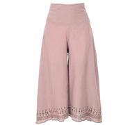 GURU SHOP Palazzohose, 3/4 Hosenrock, Bedruckte Natürliche Boho Schlaghose, Sommerhose - Rosenholz, Damen, Size:S
