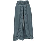 GURU SHOP Palazzohose, Hosenrock, Bedruckte Natürliche Boho Schlaghose, Sommerhose - Taubengrau, Damen, Size:S