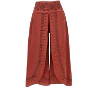 GURU SHOP Palazzohose, Hosenrock, Bedruckte Natürliche Boho Schlaghose, Sommerhose - Ziegelrot, Damen, Size:M