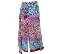 GURU SHOP Palazzohose, Langer Boho Hosenrock, Wickelhose, Sommerhose - Blau/pink, Damen, Synthetisch