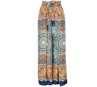 GURU SHOP Palazzohose, Langer Boho Hosenrock, Wickelhose, Sommerhose - Orarange/Petrol, Damen, Synthetisch