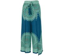 GURU SHOP Palazzohose, Langer Boho Hosenrock, Wickelhose, Sommerhose - Petrol, Damen