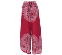 GURU SHOP Palazzohose, Langer Boho Hosenrock, Wickelhose, Sommerhose - Weinrot, Damen, Synthetisch