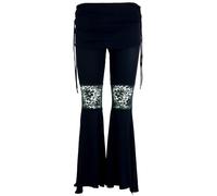 GURU SHOP Palazzohose mit Spitze, Goa Schlaghose mit Hüftschmeichler - Schwarz, Damen, Size:S/M