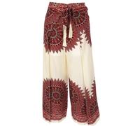 GURU SHOP Palazzohose, Wickelhose, Boho Sommerrock, Elfenbein/rot