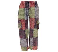 GURU SHOP Patchwork Cargohose, Bequeme Mantra Print Unisex Freizeithose - Bunt, Herren, Size:S