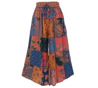 GURU SHOP Patchwork Hose, Weite Boho Sommerhose - Orange, Damen, Size:L