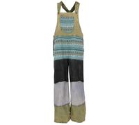 GURU SHOP Patchwork Latzhose, Japan Style, Boho Hose - Olivegrün, Damen, Size:S/M