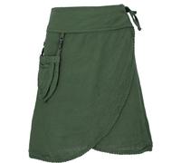 GURU SHOP Pixi Festival Minirock, Natürlicher Ethno Wickelrock mit Tasche, Spitze, Damen, Grün, Baumwolle, Size:38