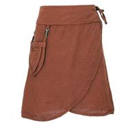 GURU SHOP Pixi Festival Boho Minirock, Natürlicher Ethno Wickelrock mit Tasche, Spitze - Rost, Damen, Baumwolle