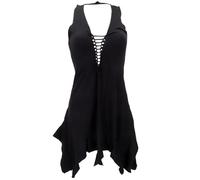 GURU SHOP Pixi Minikleid, Goa Kleid - Schwarz, Damen, Baumwolle, Size:S