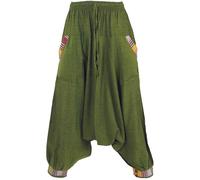 GURU SHOP Pluderhose, Aladinhose Nepali - Olivgrün, Damen