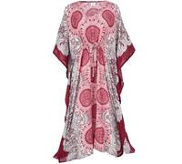 GURU SHOP Ponchokleid, Kaftan, Maxikleid, Strandkleid - Rot, Damen, Synthetisch