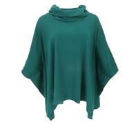 GURU SHOP Ponchoshirt mit Schalkragen, Plus Size Shirt aus Bio-Baumwolle - Dunkelgrün, Damen