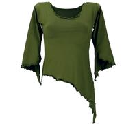GURU SHOP Psytrance Elfen Shirt Goa Chic mit Ausgestellten Ärmeln - Olive, Damen, Synthetisch, Size:M/L