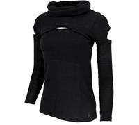 GURU SHOP Psytrance Feinstrick Langarmshirt mit Offenen Schultern, Rollkragen - Schwarz, Damen, Baumwolle, Size:S