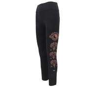 GURU SHOP Psytrance Goa Damen Leggings, Bedruckte Tribal Yoga Leggings - Schwarz, Size:L