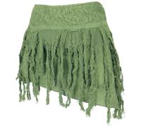 GURU SHOP Psytrance Goa Minirock, Hippie Rock, Wickelrock, Zipfelrock, Cacheur - Grün, Damen, Baumwolle, Size:S/M