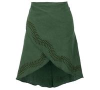 GURU SHOP Psytrance Goa Pixi Minirock, Bedruckter Ethno Wickelrock - Olivgrün, Damen, Baumwolle