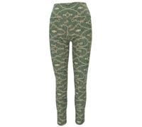 GURU SHOP Psytrance Yoga-Hose, Bedruckte Goa Leggings - Grün/beige, Damen, Size:S