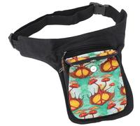 GURU SHOP Retro Festival Sidebag, Nepal Gürteltasche mit Psychedelic Print - Peace, Unisex - Erwachsene, 25x15x5 cm